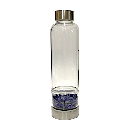 Glass Water Bottle with Lapis Lazuli